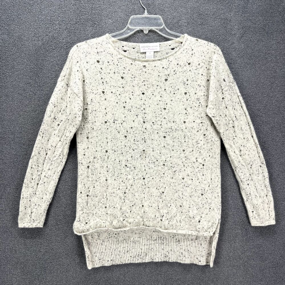 Design History Pure Cashmere Sweater‎ Womens Medium beige eyelet high & low